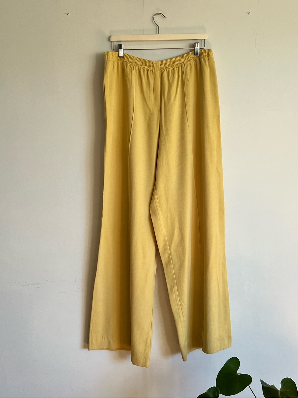 Zara Yellow Lyocell Linen Blend Wide Leg Pants XL